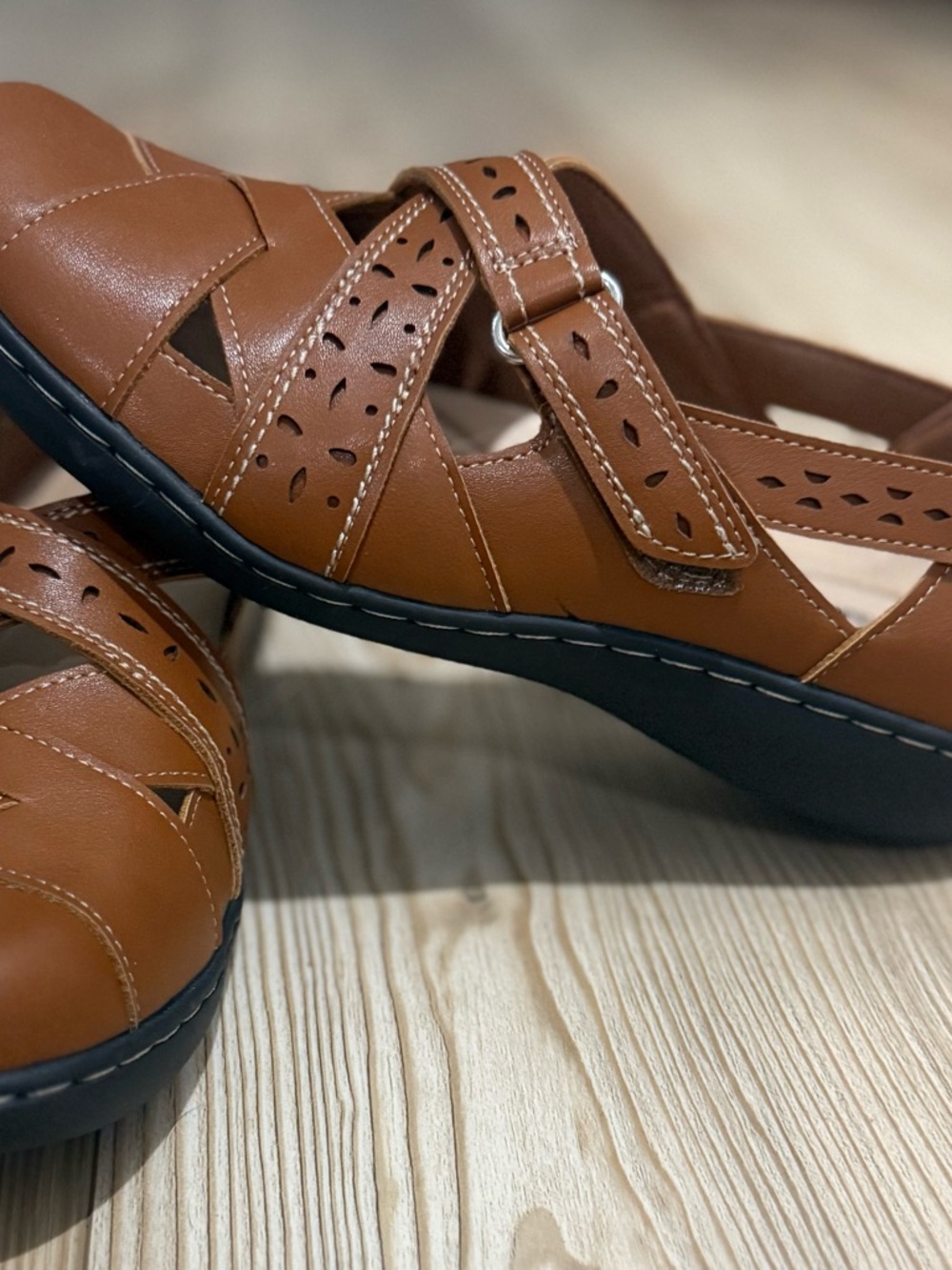 Comfortable Women's Brown Leather Slip-On Sandal Mule